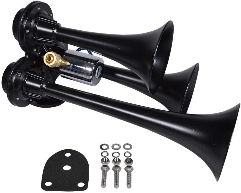 Hornblasters Stealth Black Caboose 12/24 Volt Air Horn Only - 3 Trumpets - Unique Tone