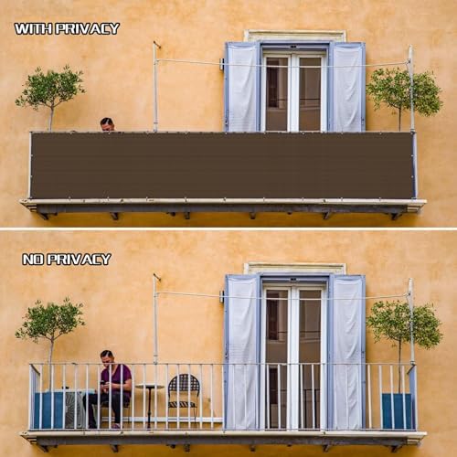 SUNLAX 3'x10' Black Balcony Privacy Screen Fence Windscreen 90% UV Block