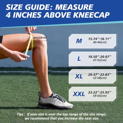Knee Brace for Meniscus Tear, Spring Stabilizers for ACL MCL Black | Patella Gel Pad, Adjustable Medium Support Brace for Men and Women
