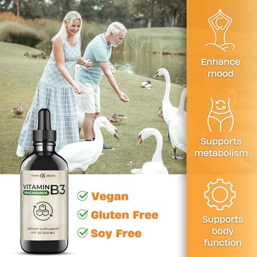 Think Above Vitamin B3 Niacinamide Liquid - Non Flush Form of B3 Niacin - Convenient Vitamin B3 Niacinamide Drops for Women and Men - Easy to