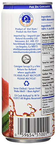 Blue Monkey 100% Pure Watermelon Juice - No Sugar Added, Not from Concentrate - Halal Certified - Plant-Based Hydration Drink with Vitamin C