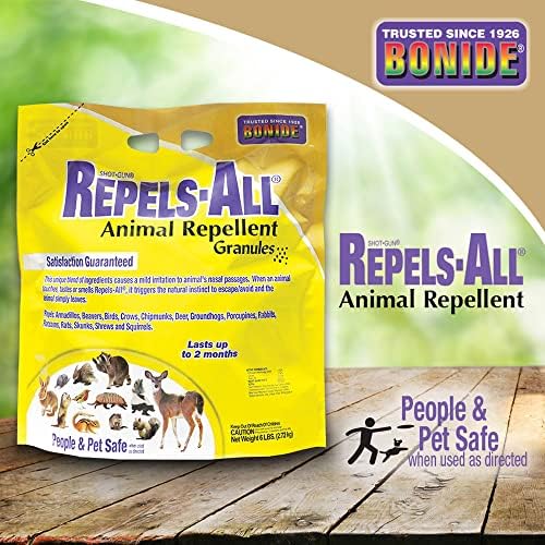 Bonide Repels-All Animal Repellent Granules, 6 lbs. | Ready-to-Use Deer & Rabbit Repellent, Deter Pests from Lawn & Garden