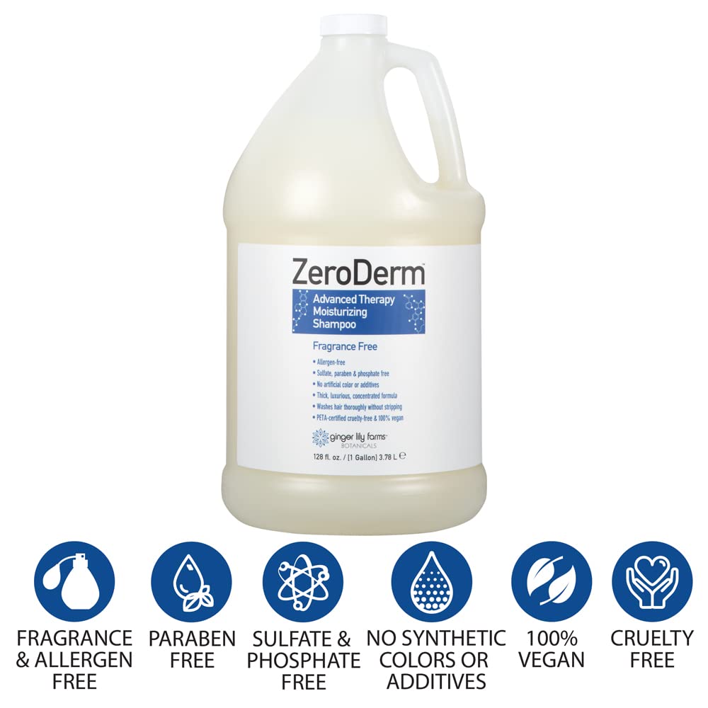 Ginger Lily Farms ZeroDerm Shampoo, 128oz, Fragrance Free