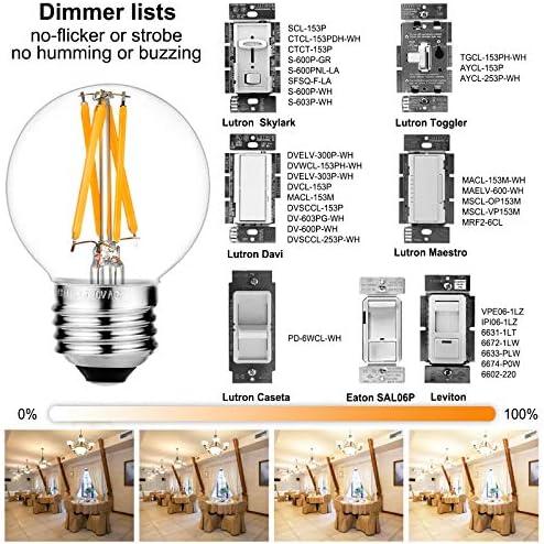 Litehistory e12 led bulb dimmable g16.5 Light Bulb 4W Equal 40 Watt 400lm AC120V e12 Candelabra Bulb 40 Watt for Chandeliers,Ceiling Fan,Vanity Warm White 2700K Globe candelabra Light Bulb 6Pack