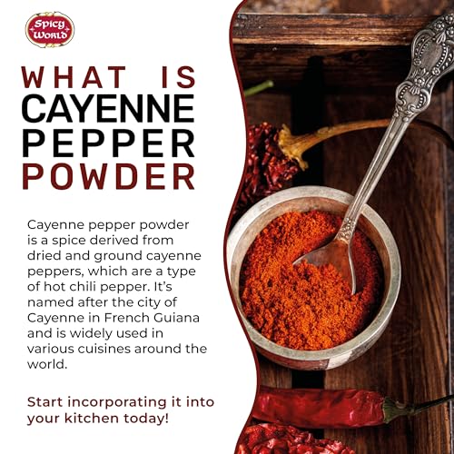 Spicy World Cayenne Pepper Powder Ground Chili Pepper 10 Pound Bulk Bag- 40K SHU, Hot Chilli Powder