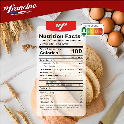 Francine T65 All-Purpose French Flour, Unbleached, 10% Protein, 2.2lb (2-Pack)