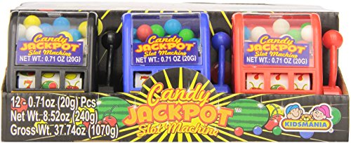 Kidsmania Candy Jackpot Slot Machine Candy Dispenser, 0.7-Ounce Candy-Filled Dispensers (Pack of 12)
