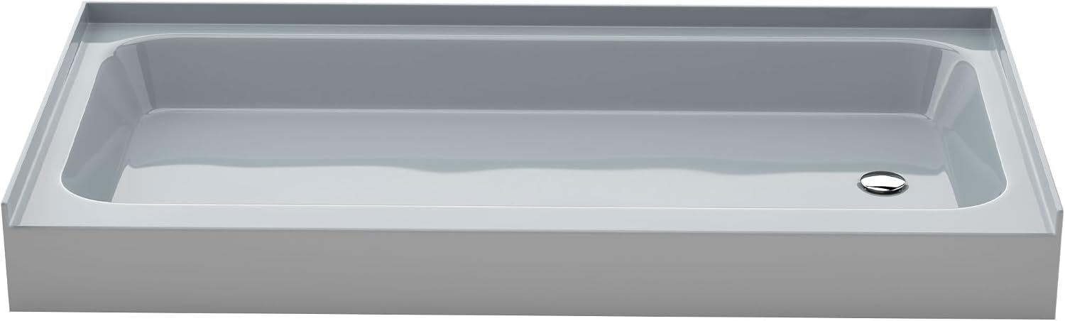 Voltaire 60" x 32" Single-Threshold, Right-Hand Drain, Shower Base in Gray