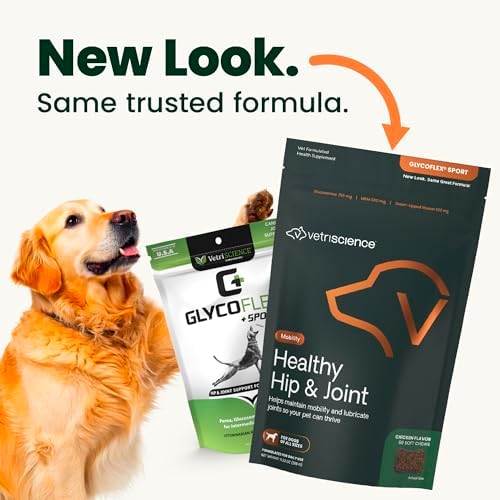 VetriScience Healthy Hip & Joint Chews, GlycoFlex Glucosamine and Green-Lipped Mussel Mobility Support Supplement for Dogs