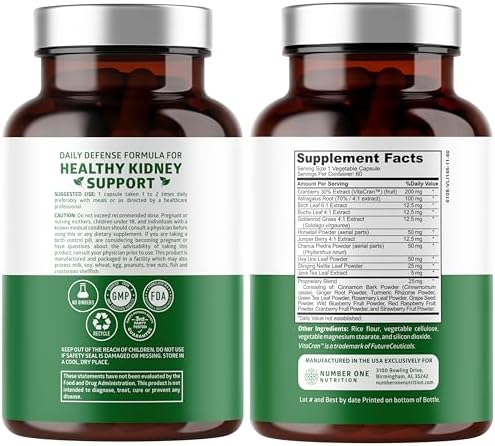 Kidney Support 21 Herbs with Cranberry Astragalus Uva Ursi, 60 Caps