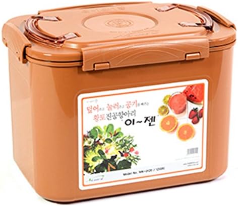 Premium Kimchi, Sauerkraut Container Probiotic Fermentation with Inner Vacuum Lid (Earthenware Brown, 0.45 gal/ 1.7L)