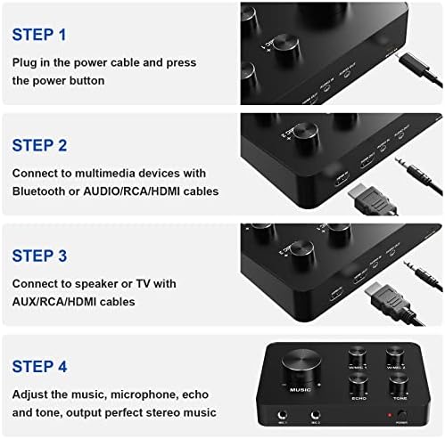 Rybozen Wireless Microphone Karaoke Mixer System, Dual Handheld Wireless Microphone for Karaoke, Smart TV, PC, Speaker, Amplifier, Church