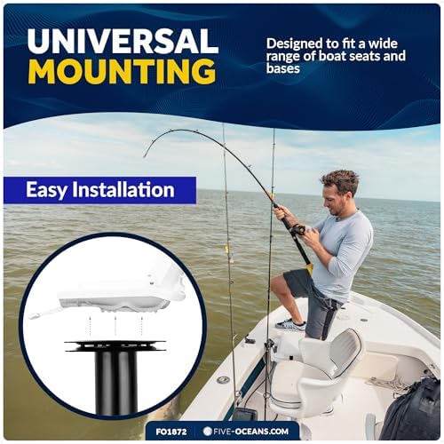 Five Oceans 8-Inch Boat Seat Pedestal, Boat Seat Pedestals with Seat Mount 360-Degree Swivel, Steel with Black Powder Coat Finish, 6-7/8-Inch (174mm) Base - Universal Mounting - FO2896