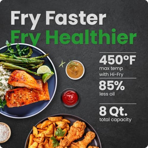 Chefman Air Fryer 8 Qt | TurboFry® 4-in-1 with 450°F Hi-Fry Option for Crispier Results | Bake, Dehydrate
