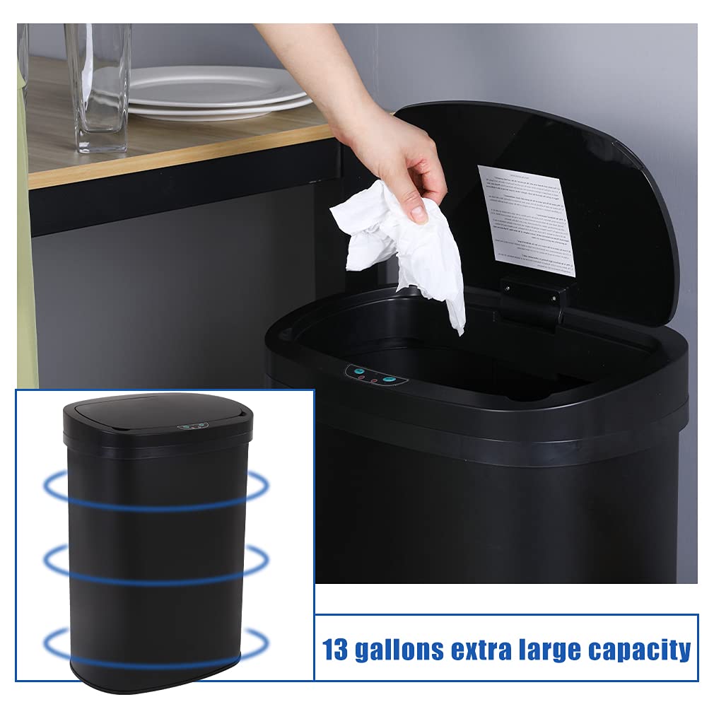 FDW | 13 Gallon Stainless Steel Trash Can with Lid | Silver