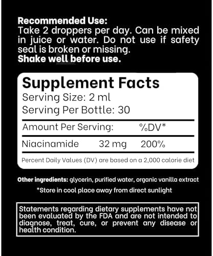 Think Above Vitamin B3 Niacinamide Liquid - Non Flush Form of B3 Niacin - Convenient Vitamin B3 Niacinamide Drops for Women and Men - Easy to