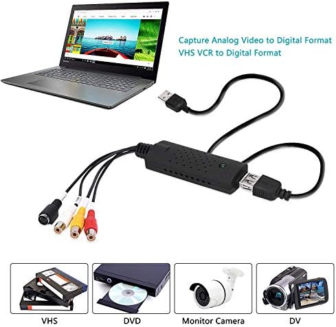 USB Audio Video Converter, VHS to Digital Converter, Video Capture Card Digitize from Analog Video VCR VHS DVD, for Windows 7 8 10