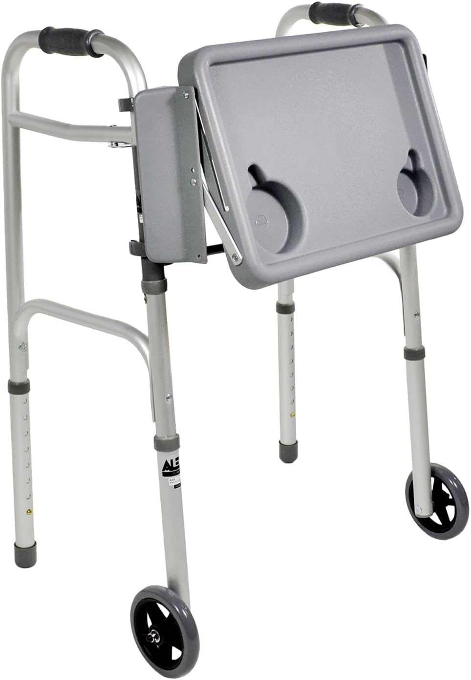 Alex Orthopedic Folding Molded Walker Tray with 2 Cup Holders - Clip On with No Tools