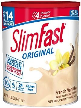 SlimFast Meal Replacement Powder, Original French Vanilla, Weight Loss Shake Mix, 10g of Protein, 14 Servings