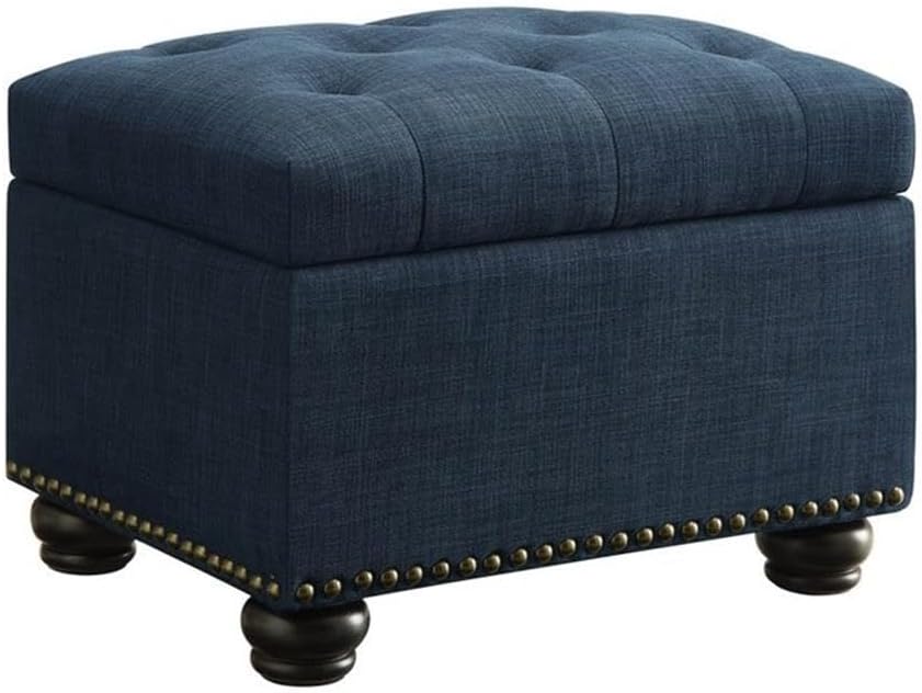 Convenience Concepts Designs4Comfort 5th Avenue Storage Ottoman 24" - Contemporary Foot Stool and Seat with Hinged Lid for Living Room, Dining Room, Office, Den, Espresso Faux Leather
