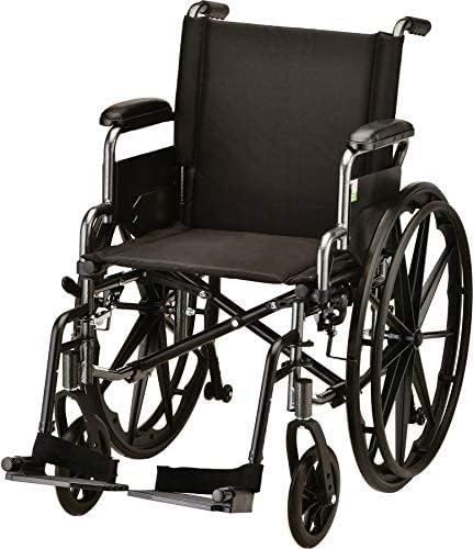 NOVA Lightweight Wheelchair with Flip Up Desk Arms (for Easy Transfer), Adjustable & Easy Release Footrests, Safety Anti-Tippers, Choose from 3 Seat Widths - 16”, 18”& 20”, Weighs only 32 lbs.