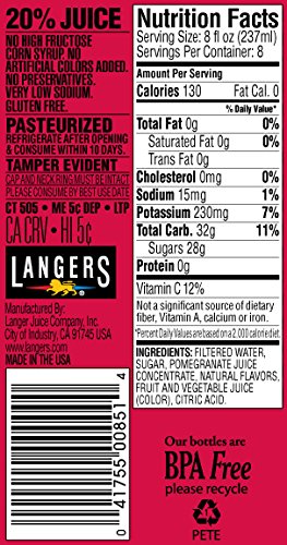 Langers Juice Pineapple Cocktail Juice, 15.2 Fl Oz (Pack of 12)