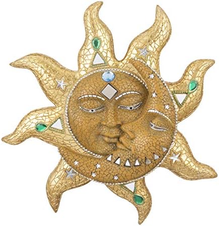 George S. Chen Imports Polyresin Orange Mosaic Face Sun with Yellow Mosaic Moon, 13", Multicolor (SS-G-63046)