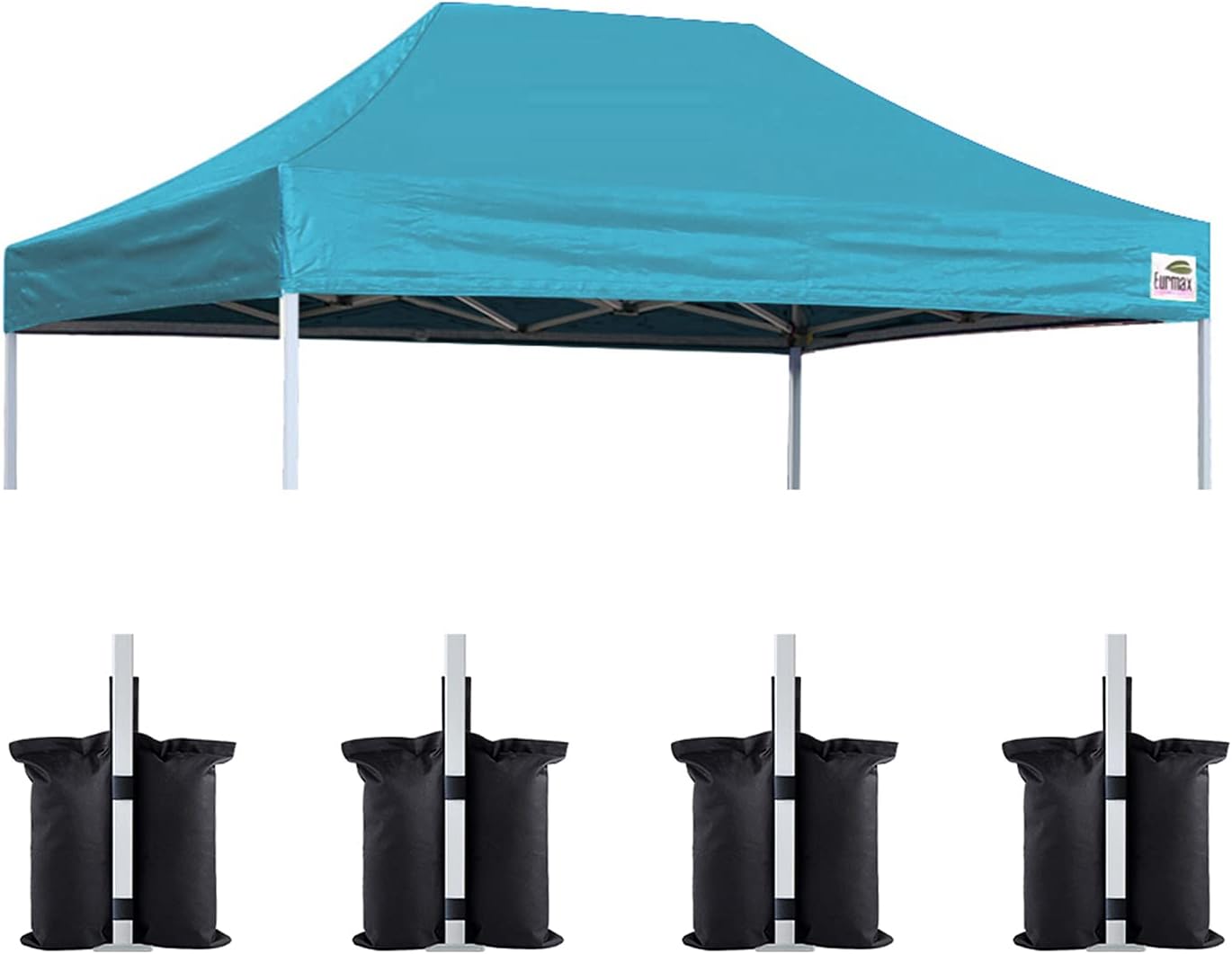 Eurmax USA 10x10 Pop Up Canopy Replacement Top,Universal Instant Canopy Cover ONLY,Heavy Duty UPF 50+ UV Protection,Water & Wind Resistant Tarp,30+ Colors Available,Bonus 4 Sand Bags (White)