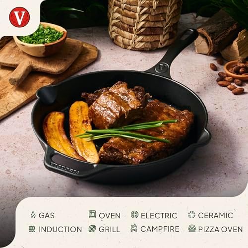 Victoria 10-Inch Cast Iron Skillet, Pre-Seasoned Cast-Iron Frying Pan with Long Handle, Made in Colombia | Pan with Long Handle, Made in Colombia