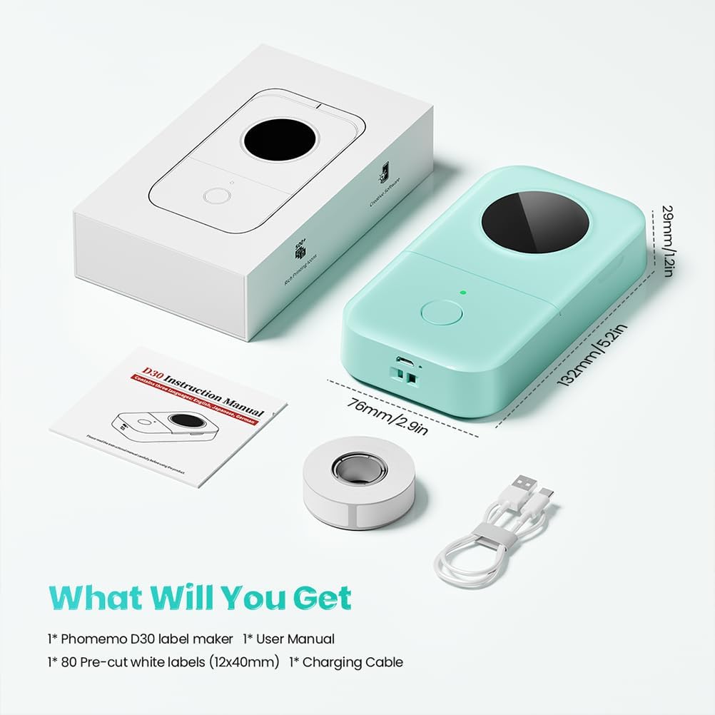 Phomemo Label Maker, D30 Bluetooth Mini Label Maker Machine with Tape