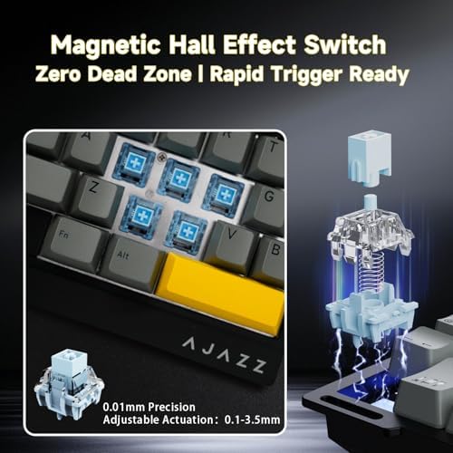 AJAZZ AK029 Wired One-Handed Hall Effect Mechanical Gaming Keypad, 29 Keys | Magnetic Switch, Rapid Trigger, 8KHz Polling, SOCD/DKS, RGB Backlit, Web Driver Customizable, Portable, Black Gray