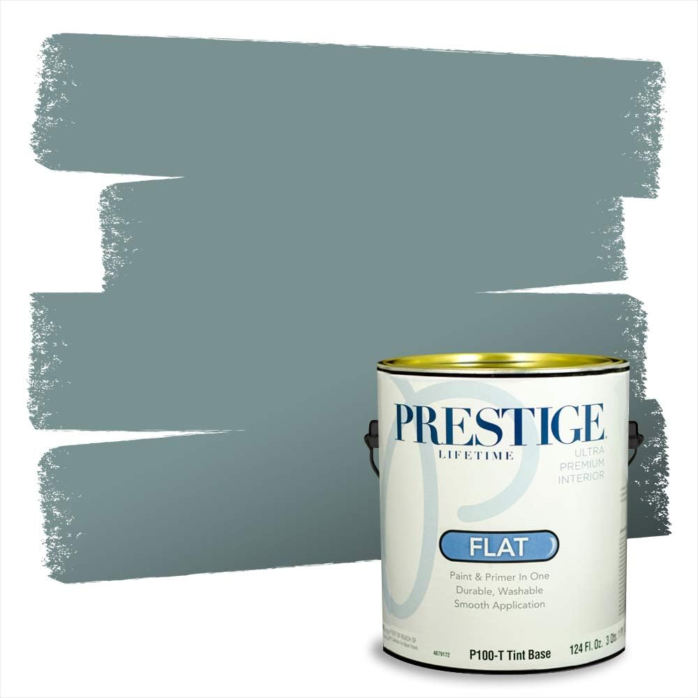 PRESTIGE Paints E100-T-SW6241 Exterior Paint and Primer in One, 1-Gallon, Flat, Comparable Match of Sherwin Williams Aleutian, 1 Gallon, SW18-Aleutian