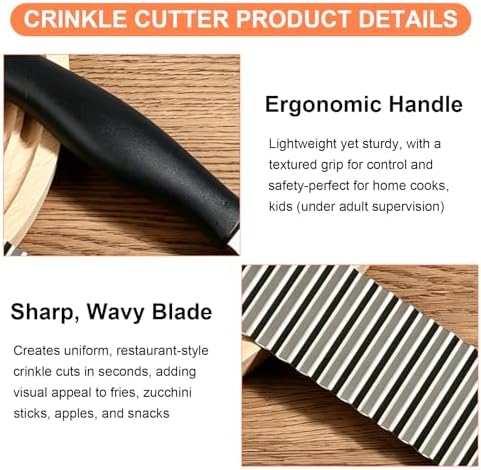 Crinkle Cutter, French Fry Cutter for Potatoes, Upgraded Stainless Steel Blade