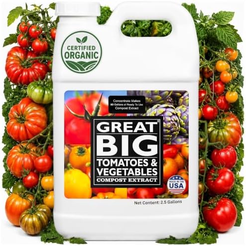 Great Big Tomatoes and Vegetables Liquid Fertilizer Booster - Organic Soil Conditioner, Liquid Compost Extract with Humic Acid, Fertilizer Activator for Big Vegetable Yields, 70 Minerals - 32 Ounce