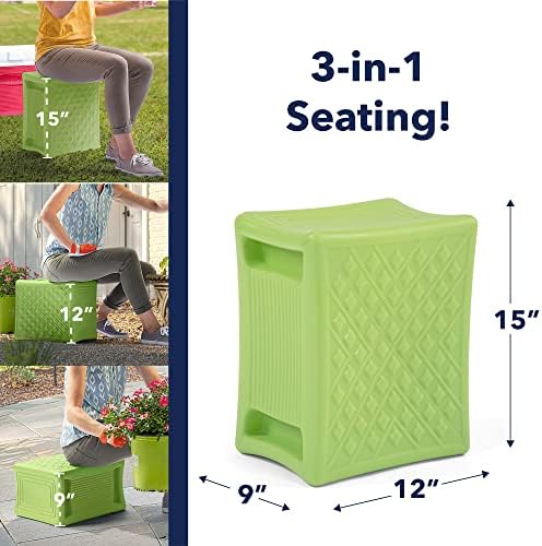 Simplay3 Handy Home 3-Level Heavy Duty Work/Garden Seat - 12" x 15" x 9" - Gray, Made in USA