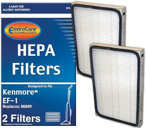 EnviroCare Replacement HEPA Vacuum Cleaner Filters Designed to fit Kenmore Vacuums Using The EF-1 Filters. 2 Filters