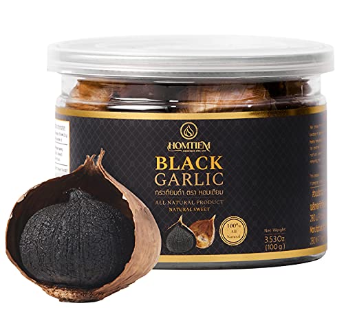 Homtiem Black Garlic Puree 150g. (Made from Solo Black Garlic 100%), Whole Black Garlic Fermented for 90 Days, Non-GMOs, High in Antioxidants