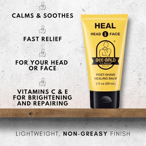 Bee Bald HEAL Aftershave for Men, Calm & Soothes, After Shave Balm, 2 fl oz | Immediately Calms & Soothes Irritated Skin. Treats Razor Burn, Redness, Bumps on Head or Face. Perfect For Sensitive Skin.