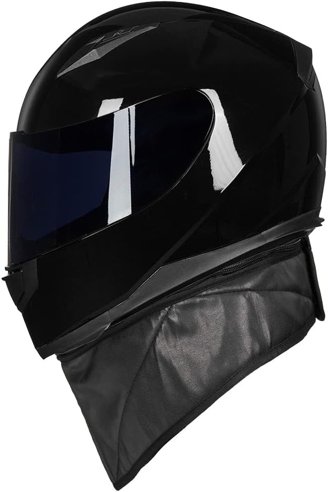 ILM Full Face Motorcycle Street Bike Helmet with Removable Winter Neck Scarf + 2 Visors DOT Model ILM-313