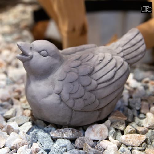 Small Cement Bird Statue, Gray Concrete Finish (8.25 X 5.25 X 6.25 In.) | Decorative Cement Bird Figurine With A Gray Concrete Finish, Ideal For Tables, Patios, Lawns, Yards, And Home Décor.