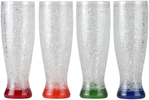 Lily's Home Freezer Beer Mugs - Set of 4 Freezable Gel-Filled 16 oz BPA-Free Acrylic Frozen Mugs for Outdoor Entertaining and Gifting