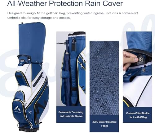 14-Way Golf Cart Bag with Organizer Divider | Full-Length Dividers, Rain Cover Included, Easy-Carry Handles, Club Organization, Cart Compatible