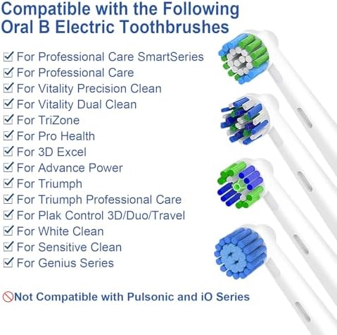 16pcs Replacement Brush Heads Compatible with Oral B Electric Toothbrushes. Pack of 4 Precision Clean, 4 Cross Clean