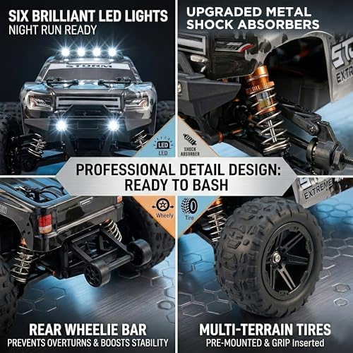 V3 1/14 Fast RC Cars for Adults, 4x4 Offroad Waterproof Monster Truck | 40+ mph High Speed Remote Control Drift Buggy Car , Electric Powered All Terrain Truggy with 2S Battery for Snow Sand