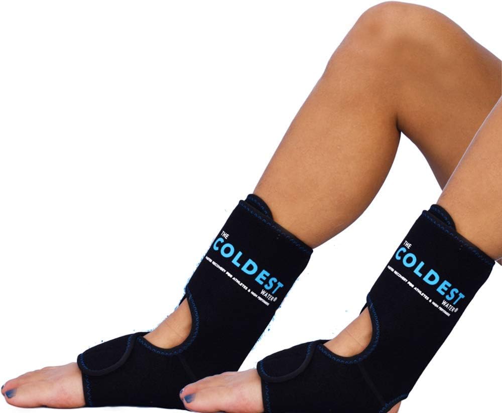 Coldest Foot Ankle Achilles Tendonitis Icing Pain Relief Ice Wrap with Cold Compression Gel Packs | Best for Achilles Tendon Injuries, Plantar Fasciitis, Heel and Sore Feet Cold Therapy