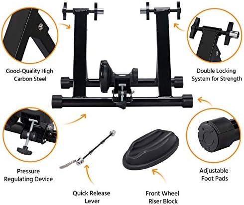 Topeakmart Adjustable Magnetic Bike Trainer Stand for Indoor Riding 26-28in | Quiet magnetic resistance, adjustable levels