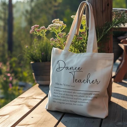 Dance Teacher Canvas Tote Bag - Dance Teacher Appreciation Gifts, Dance Bags for Dancers, Teacher ToteBags