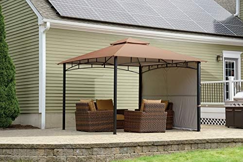 ShelterLogic 11' x 11' Canopy Series Redwood Easy Assembly Seasonal Shade UV Protection with Extendable Awning Outdoor Gazebo