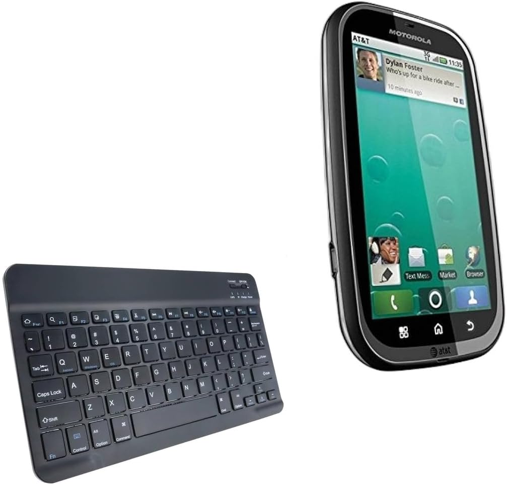 BoxWave Keyboard Compatible with Motorola Bravo MB520 - SlimKeys Bluetooth Keyboard, Portable Thin with Chiclet-Style Keys - Jet Black
