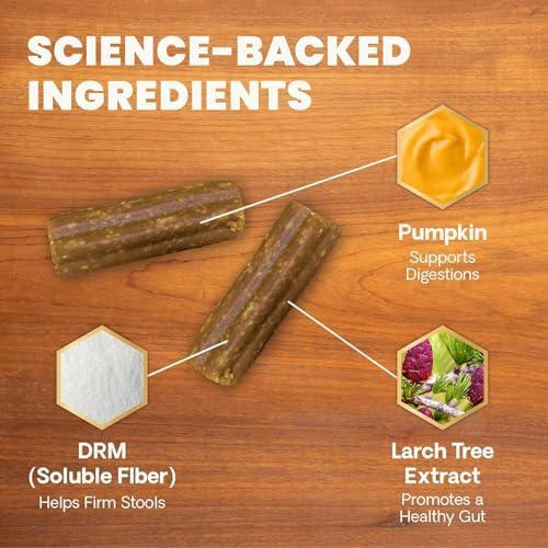 VetriScience Scoot Control Chews, Express Ease Fiber Supplement for Dogs, Pumpkin and Tree Larch Extract, Anal Gland Support, Firm Up Stools